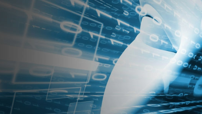 digital face with information flowing