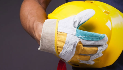 Man holding hard hat